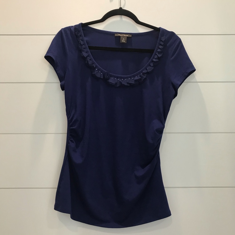 WHBM royal blue top with embellishments. Like new.